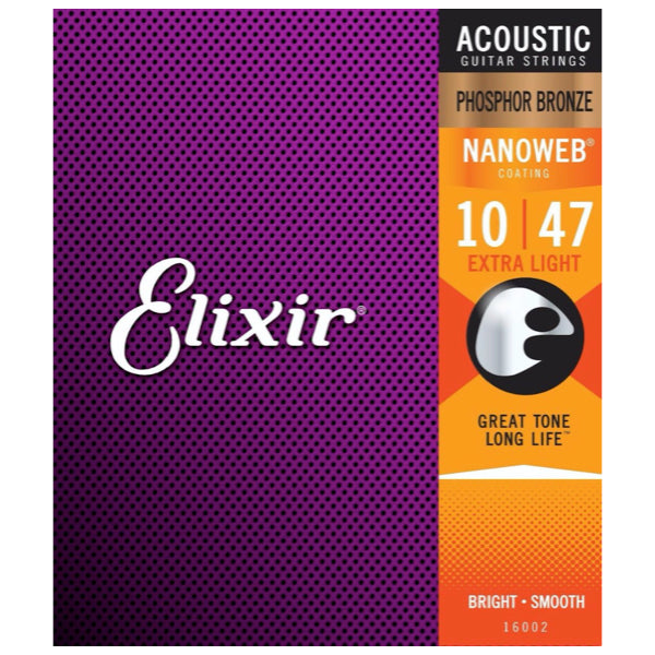 Set de cuerdas Elixir Nanoweb para Guitarra Acústica, Light .010 - .047-1