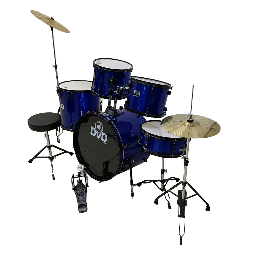 Batería DVD de 5 piezas Riot, Azul metálico