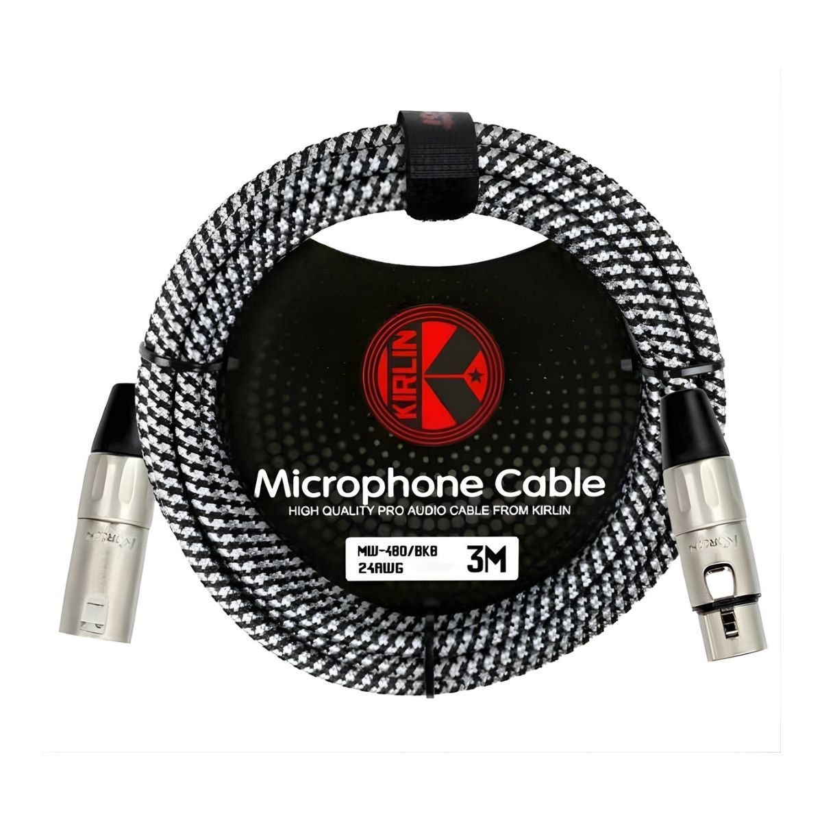 Cable para micrófono Kirlin calibre 24 de tela - negro de 10 metros
