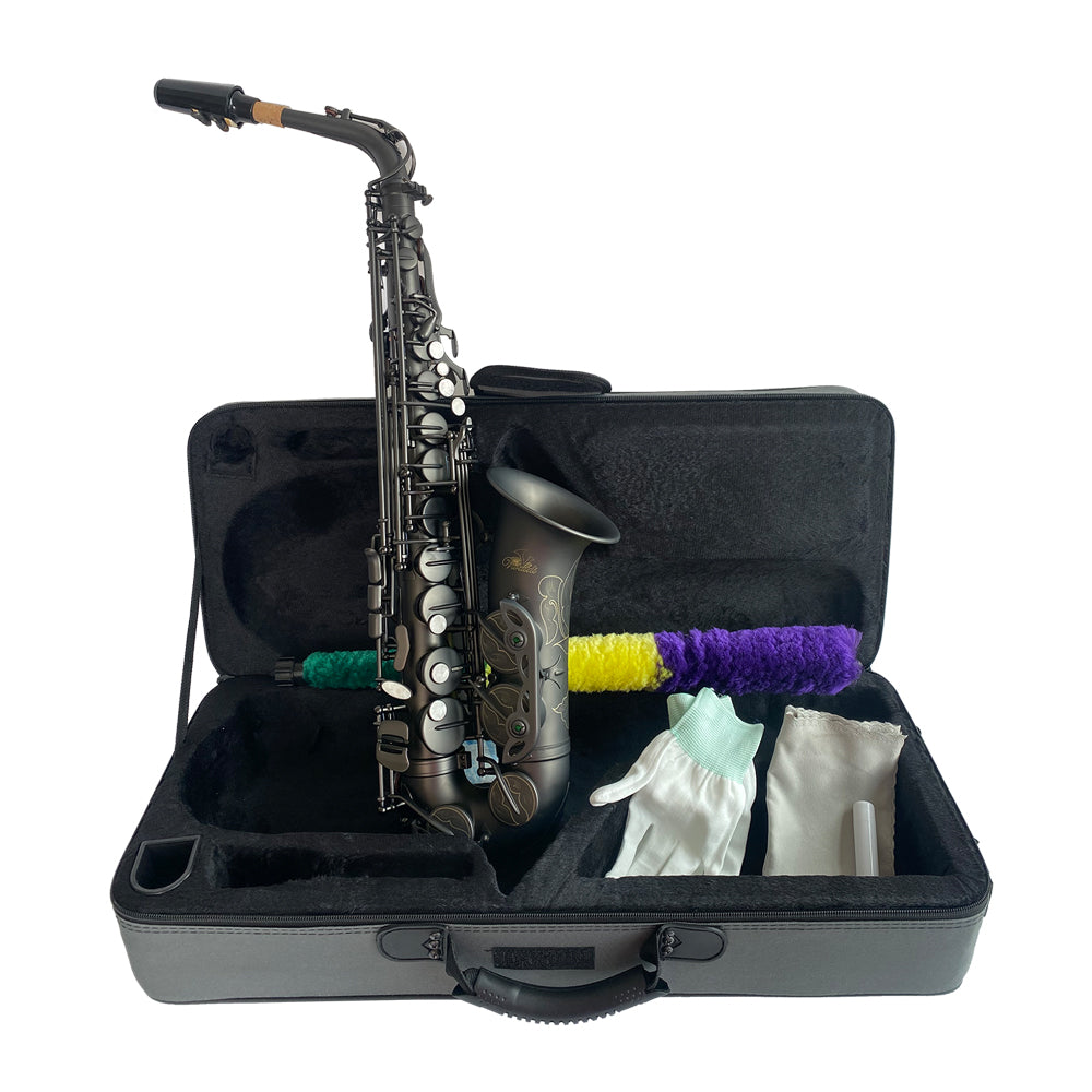 Saxofón Vivaldi Alto negro mate con estuche y accesorios-3