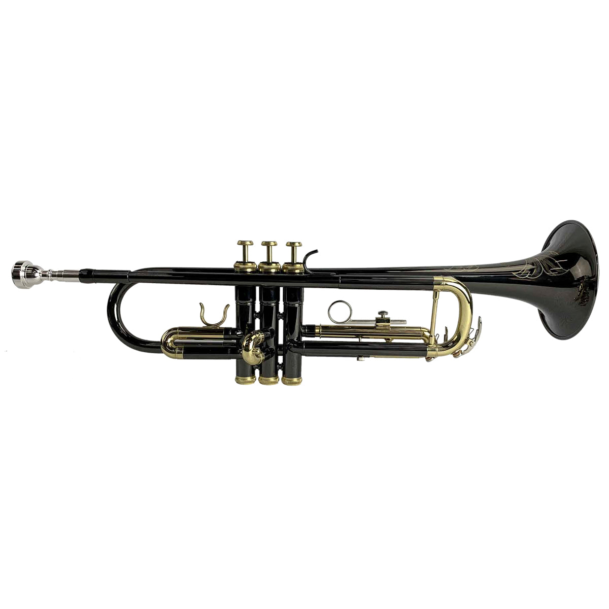 Trompeta Vivaldi negro con dorado con boquilla y estuche-1