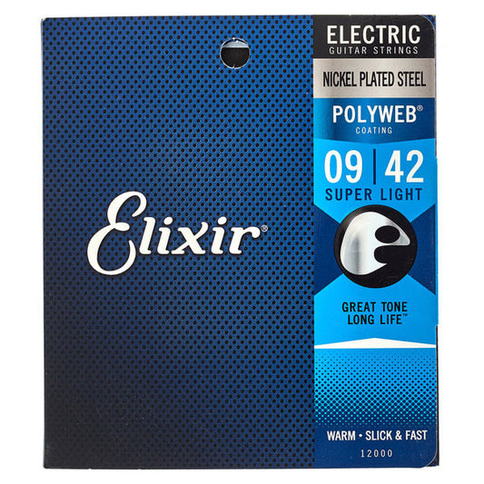 Set de cuerdas Elixir Polyweb para Guitarra Eléctrica, Extra Light .009 - .042-1