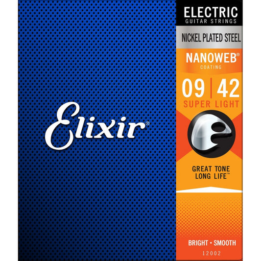 Set de cuerdas Elixir Nanoweb para Guitarra Eléctrica, Extra Light .009 - .042-1
