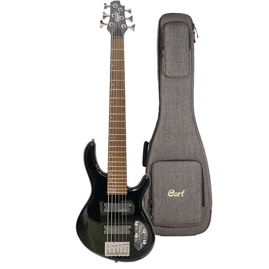 Bajo eléctrico activo de 6 cuerdas Cort Action VI Plus, Negro-2