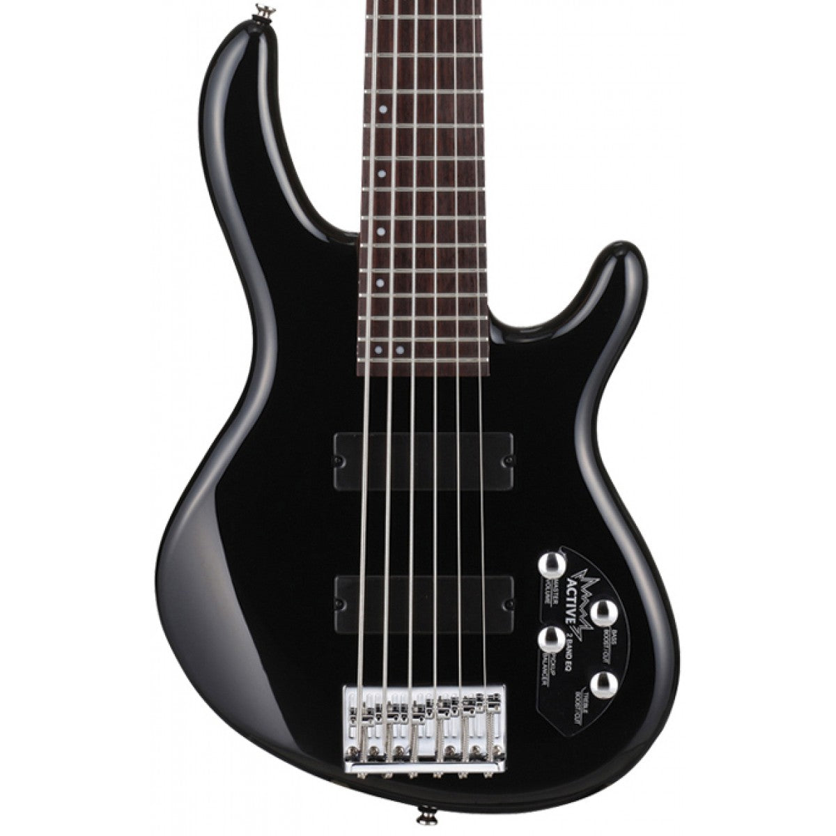 Bajo eléctrico activo de 6 cuerdas Cort Action VI Plus, Negro-3