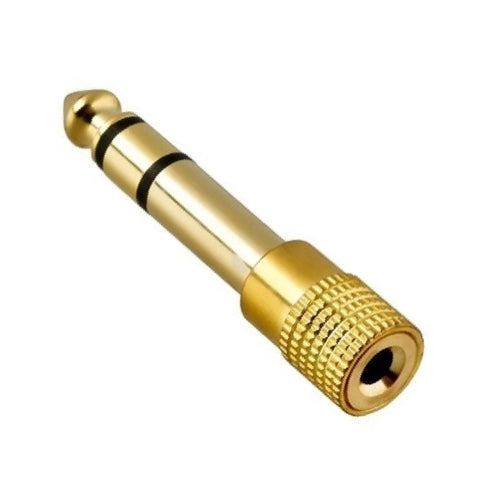Adaptador N.A. de 3.5mm hembra a 6.3 mm macho, estéreo dorado metálico, 2 piezas-1