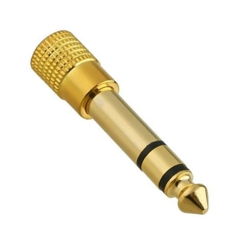 Adaptador N.A. de 3.5mm hembra a 6.3 mm macho, estéreo dorado metálico, 2 piezas-2