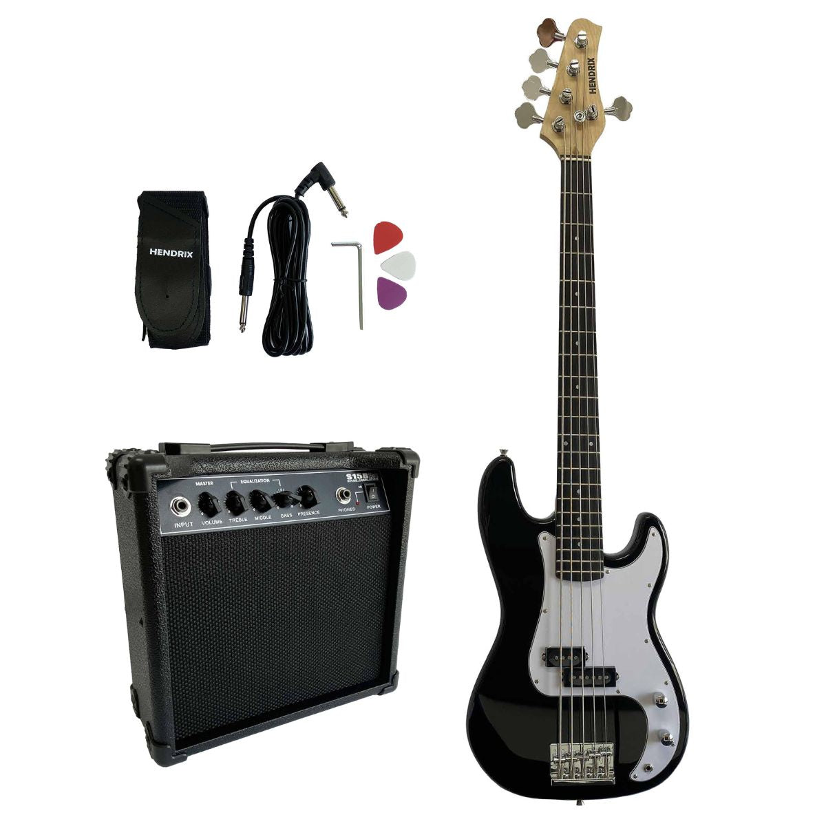 Combo de bajo eléctrico de 5 cuerdas Hendrix Negro-1