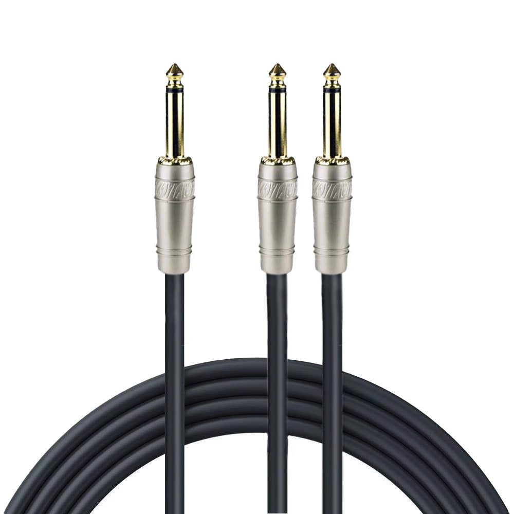 Cable de audio Zebra en Y de 6.3 mm estéreo a 2 x 6.3 mm estéreo de 0.9 m