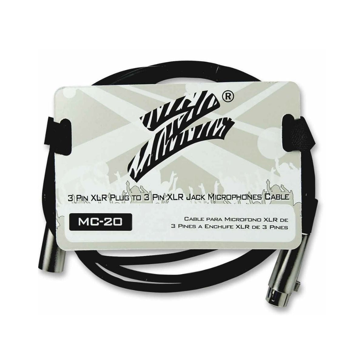 Cable para micrófono Zebra de XLR hembra a XLR macho de 3.6 m