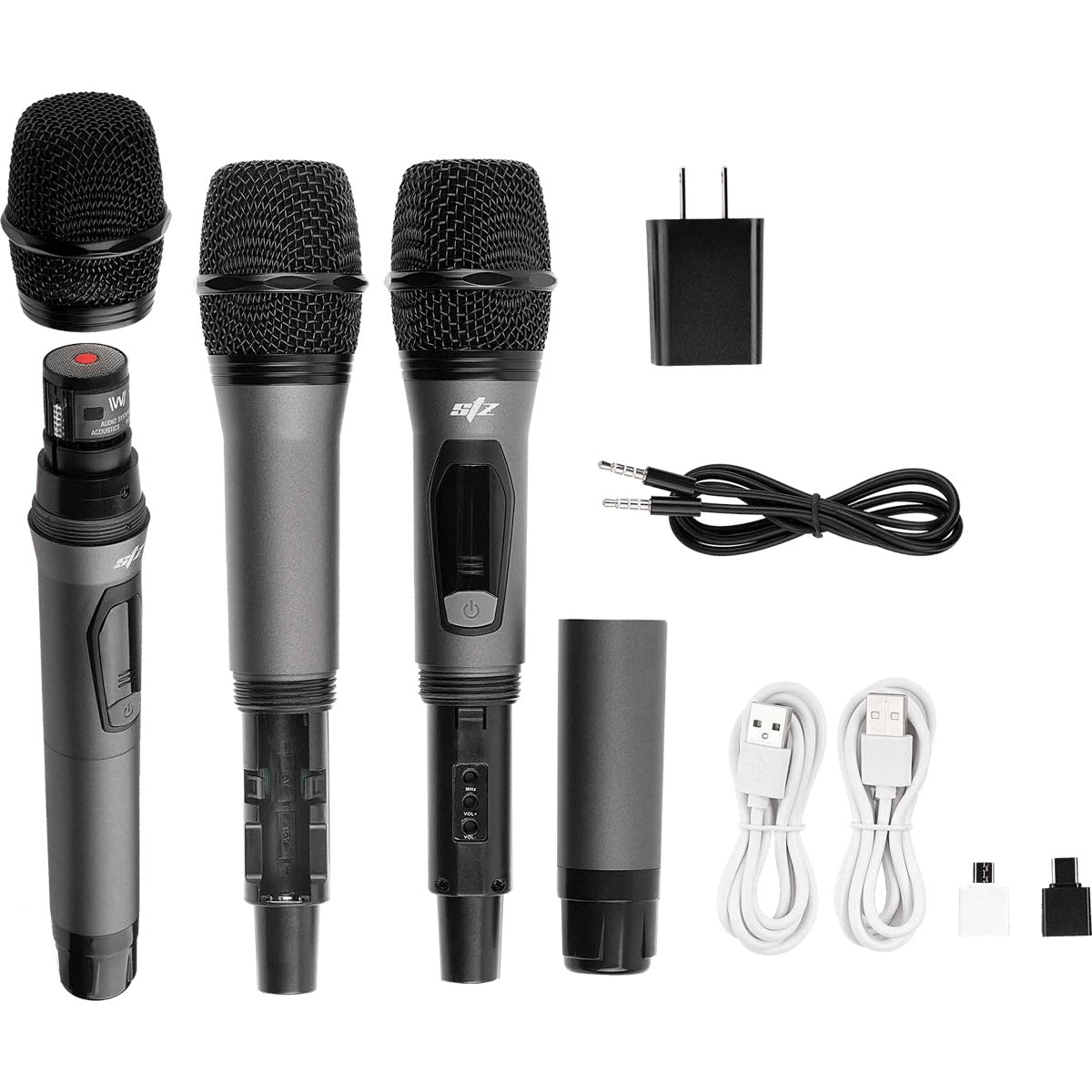 Pareja de micrófonos UHF STZ con consola e interfaz-2