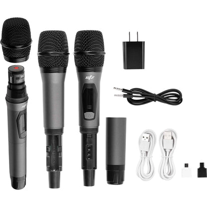 Pareja de micrófonos UHF STZ con consola e interfaz-2