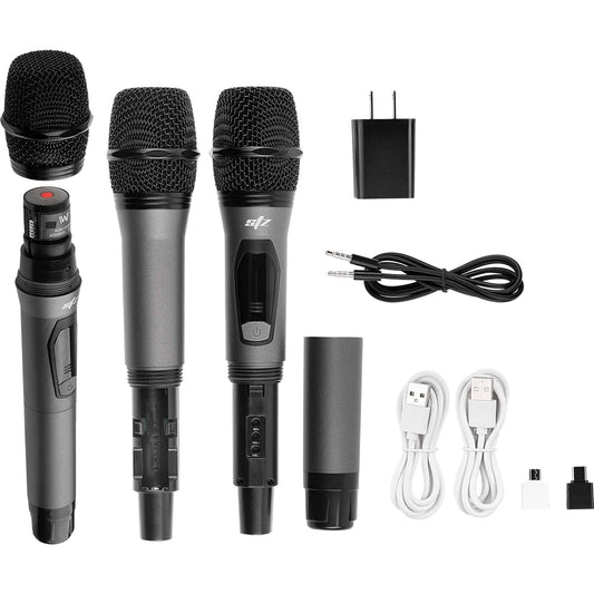 Pareja de micrófonos UHF STZ con consola e interfaz-2