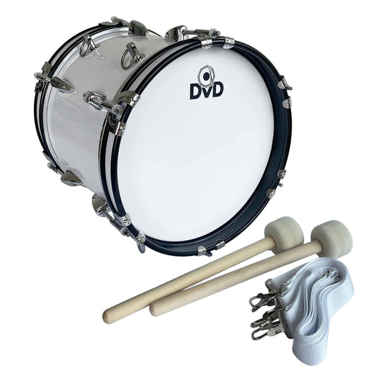 Bombo DVD blanco de 12" con cincho y accesorios