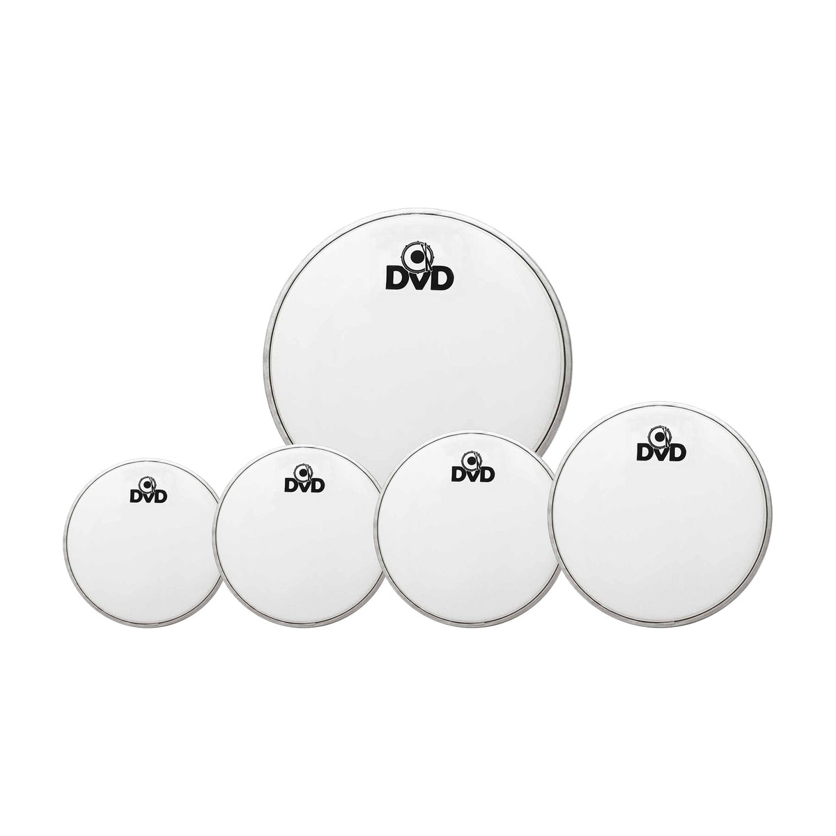 Set de 5 parches DVD blancos para batería de 12" a 22"-1