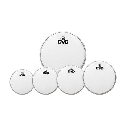 Set de 5 parches DVD blancos para batería de 12" a 22"-1
