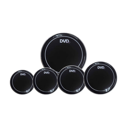 Set de 5 parches DVD de aceite negros para batería de 12" a 22"-1
