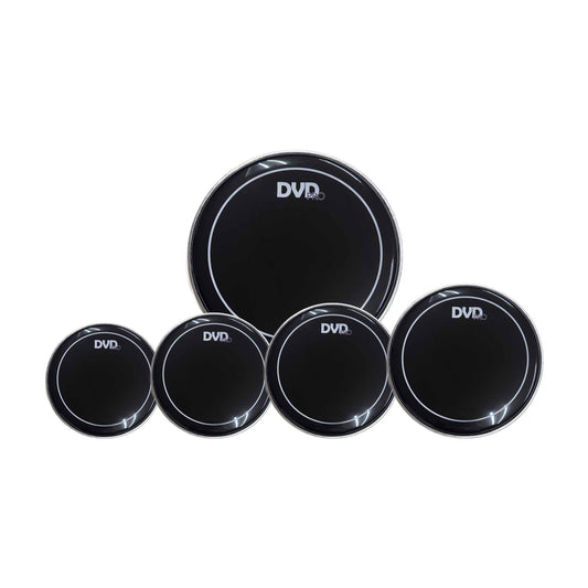 Set de 5 parches DVD de aceite negros para batería de 12" a 22"-1