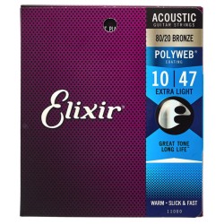 Set de cuerdas Elixir Polyweb para Guitarra Acústica, Light .010 - .047