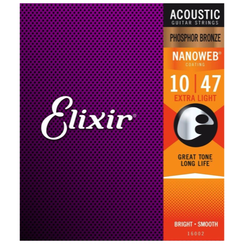 Set de cuerdas Elixir Nanoweb para Guitarra Acústica, Light .010 - .047