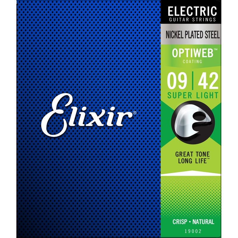 Set de cuerdas Elixir Optiweb para Guitarra Eléctrica, Extra Light .009 - .042