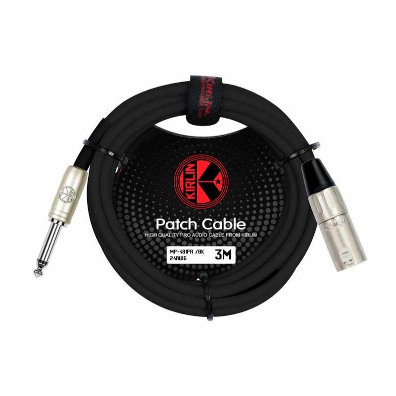 Cable de señal Kirlin XLR macho a 1/4 mono - negro de 3 metros
