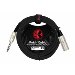 Cable de señal Kirlin XLR macho a 1/4 estéreo - negro de 3 metros