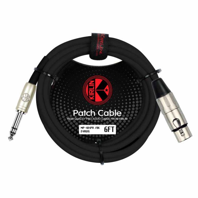 Cable de señal Kirlin XLR hembra a 1/4 estéreo - negro de 6 metros