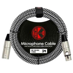 Cable para micrófono Kirlin calibre 24 de tela - negro de 10 metros