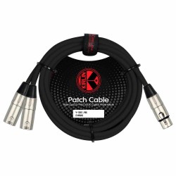 Cable de señal Kirlin XLR hembra a 2 XLR macho - negro de 1 metro