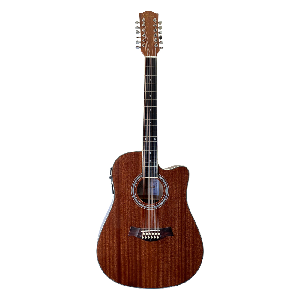 Guitarra de 12 cuerdas Electroacústica Valenciana 43.5 cutaway caoba ...