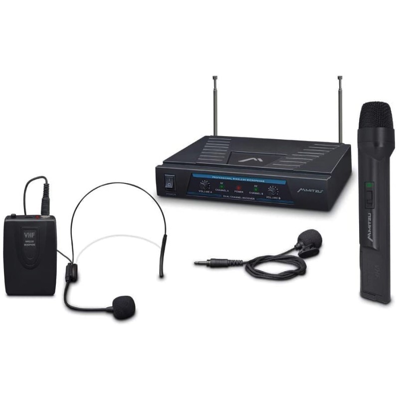Set Mitzu de 3 micrófonos inalámbricos UHF