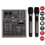 Pareja de micrófonos UHF STZ con consola e interfaz