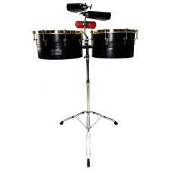 Timbal Bocheli 14" x 15 x 8" con cencerros, negro con dorado