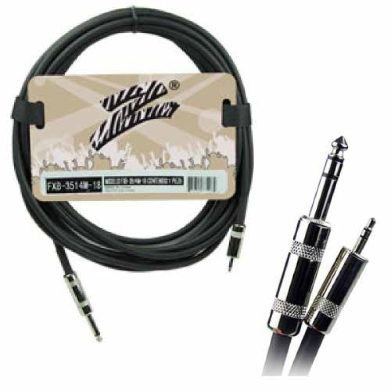 Cable de audio Zebra de 3.5 mm a 6.3 mm estéreo de 1.8 m