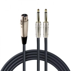 Cable de audio en Y Zebra de 2 x 6.3 mm estéreo a XLR hembra de 15 cm